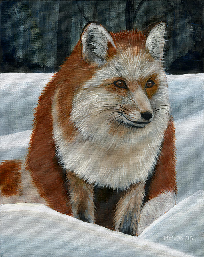 Winter Fox Painting By Myron Mielke - Fine Art America