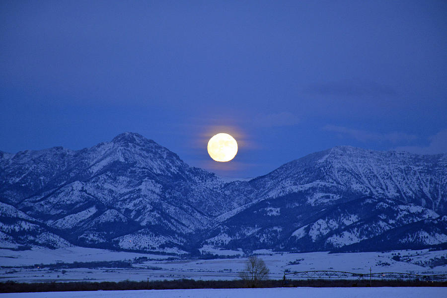 Winter Full Moon Over the Rockies Photograph by Bruce Gourley