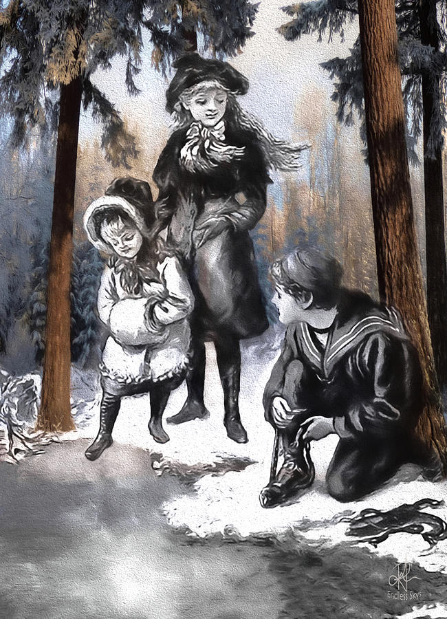 Winter Fun in the Woods Digital Art by Pennie McCracken