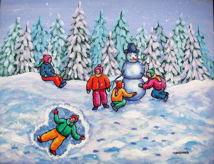 Winter fun Painting by Jordanka Yaretz - Fine Art America