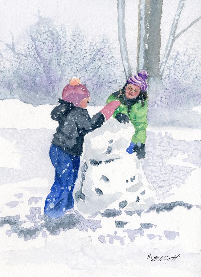 Winter Painting - Winter Fun by Marsha Elliott