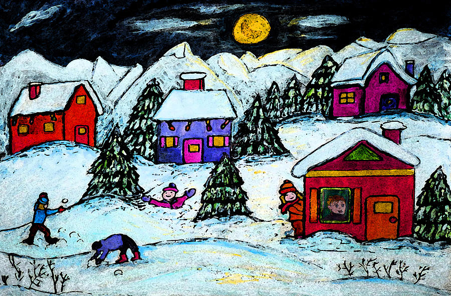 Winter Fun Painting by Monica Engeler