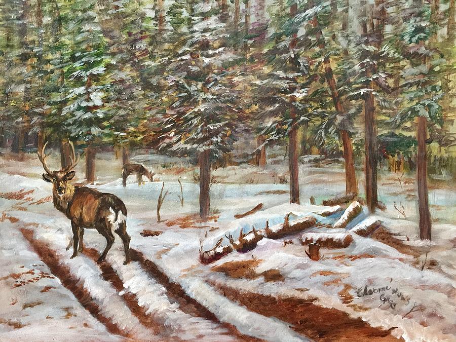 Winter Grazing Painting by Charme Curtin