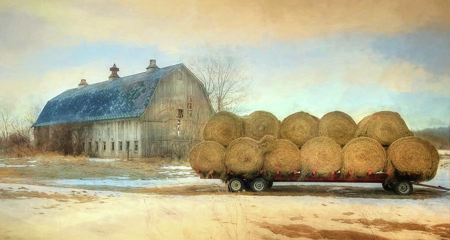 Winter Hay Bales Photograph by Lori Deiter