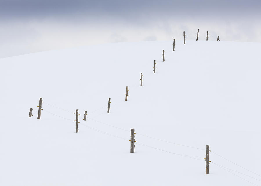 Winter Hillside Fence Photograph by Alan L Graham
