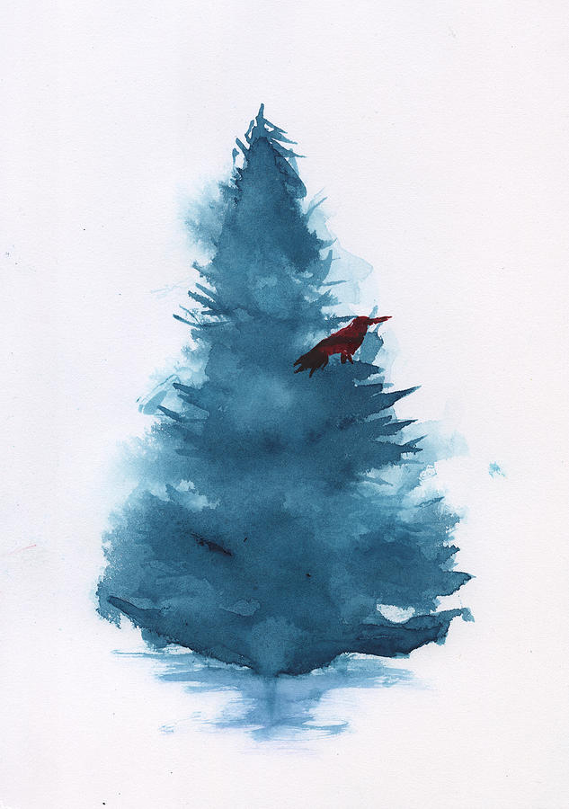 Winter Holiday Tree Painting by Frank Bright