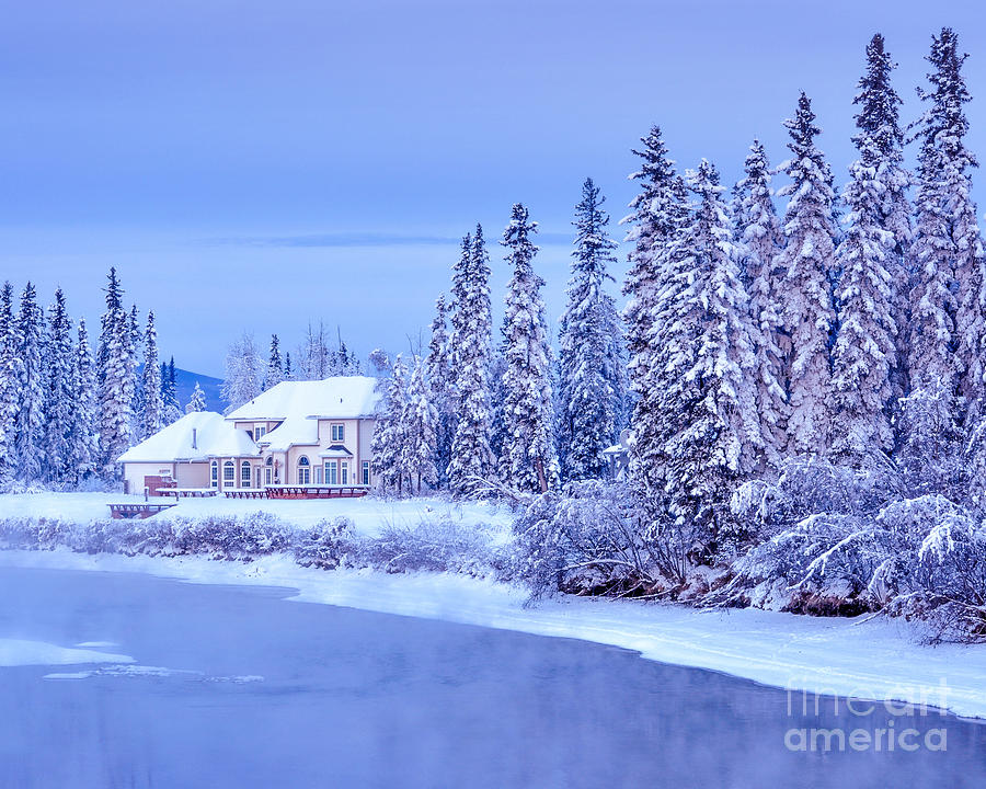 Winter Photograph - Winter Home on Alaska River  by Gary Whitton