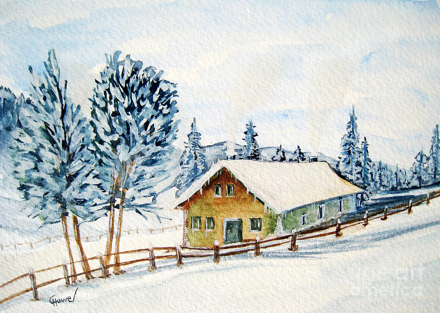 Winter Painting - Winter idyll by Christine Huwer