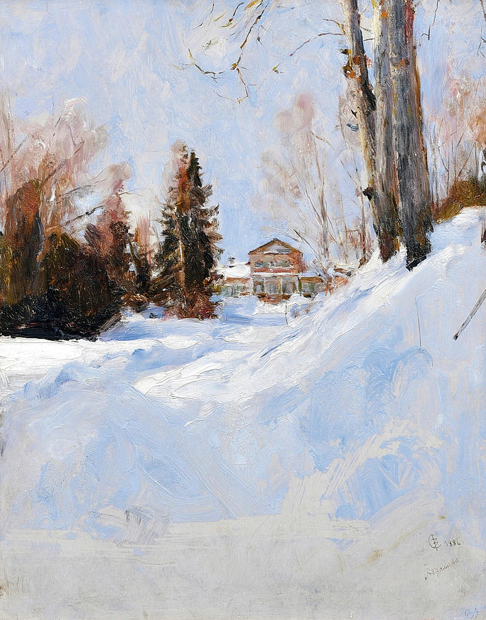 Winter in Abramtsevo Painting by Valentin Alexandrovich Serov