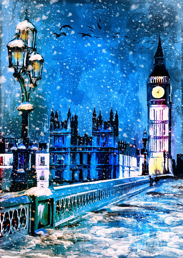Winter in London  Painting by Andrzej Szczerski