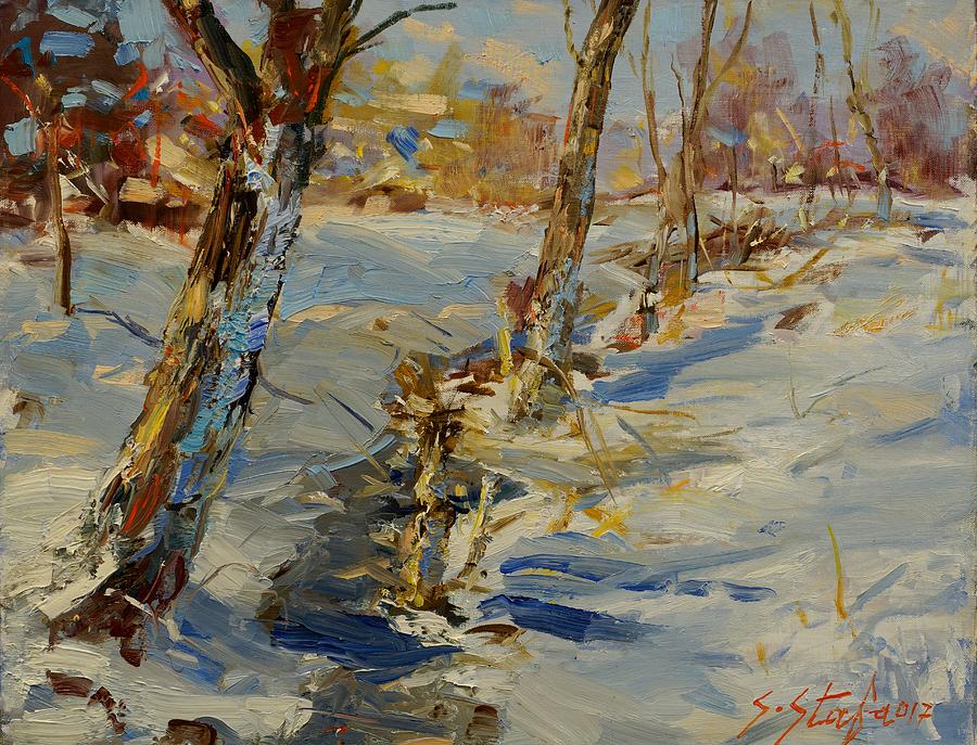 Winter In Mat Painting By Sefedin Stafa