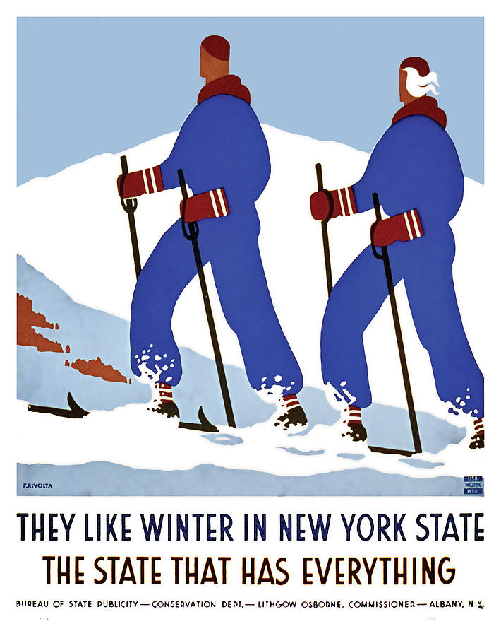Winter in New York state, ski, mountains, travel Poster Painting by Long Shot