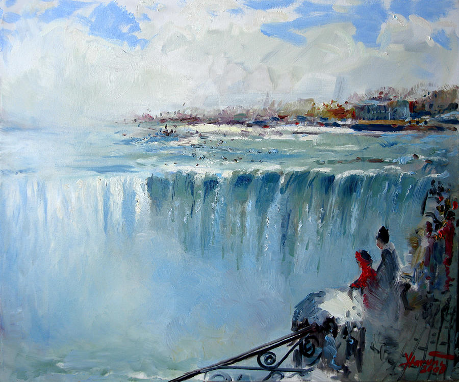 Waterfall Painting - Winter in Niagara Falls by Ylli Haruni
