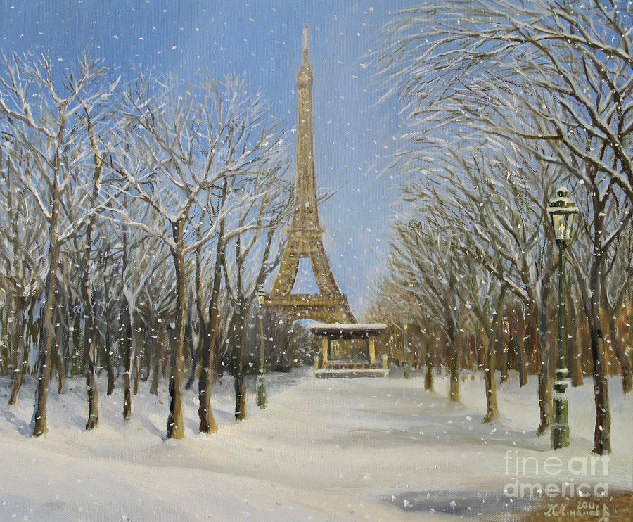 Architecture Painting - Winter In Paris by Kiril Stanchev
