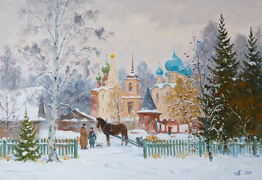 Winter Painting - Winter in Pereslavl by Alexander Alexandrovsky