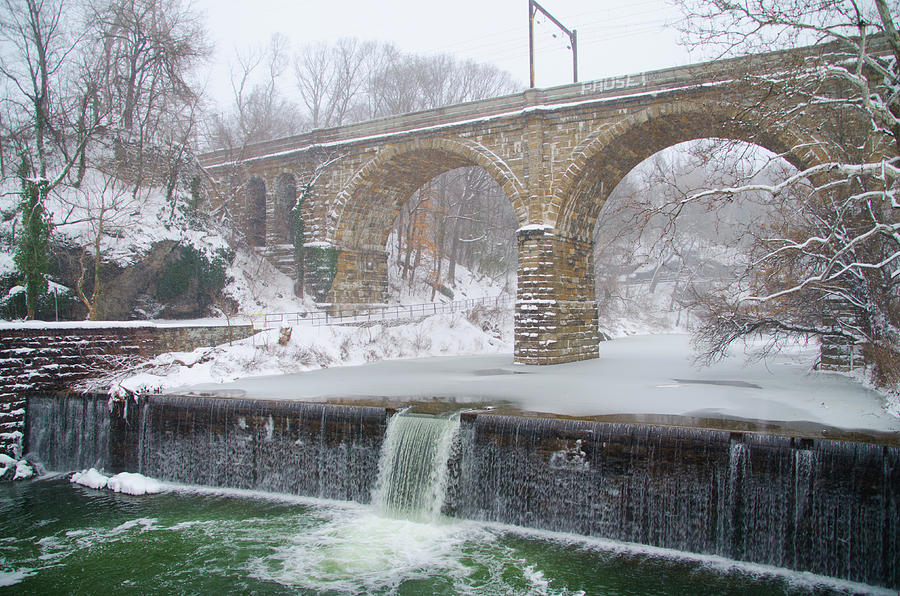 Winter in Philadelphia - Wissahickon Creek Waterfall Photograph by Bill Cannon