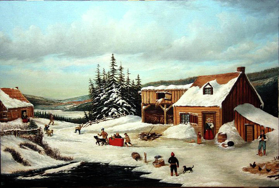 Winter in Quebec 1850 Painting by Zohrab Kemkemian