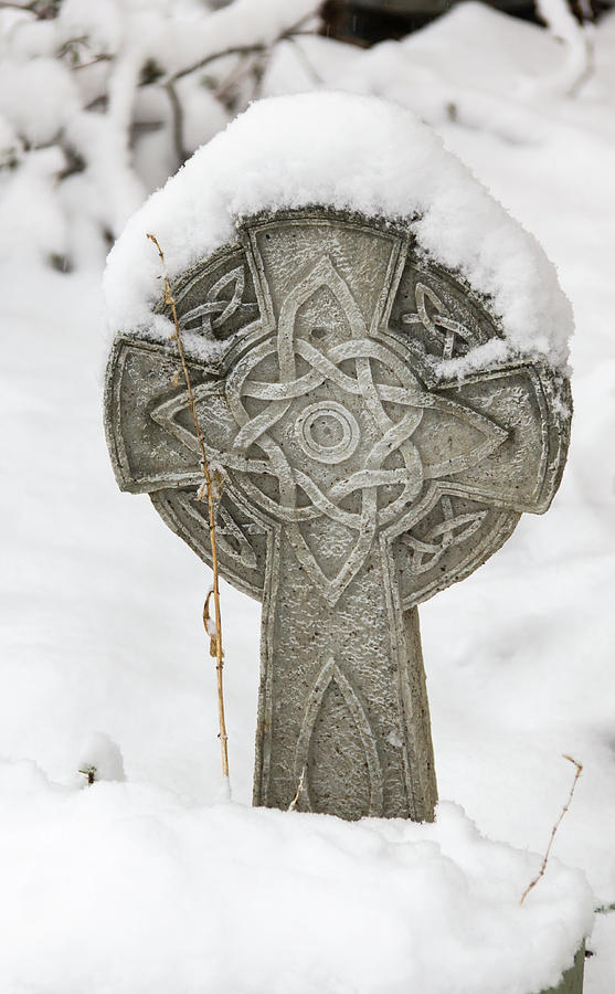 Winter in Springtime Celtic Cross Photograph by Teresa Mucha