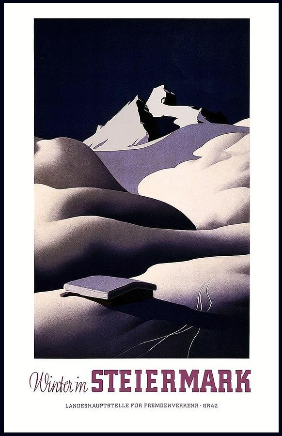 Winter in Steiermark - Styria, Austria - Snow Capped peaks of the Austrian Alps - Vintage Poster Painting by Studio Grafiikka