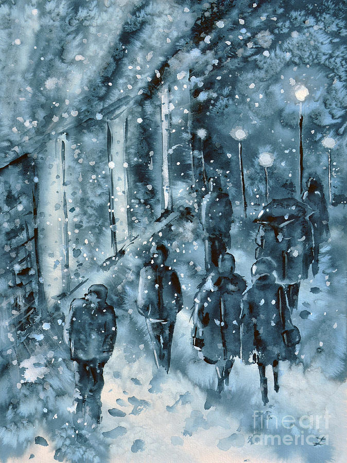 Winter in the City Painting by Zaira Dzhaubaeva