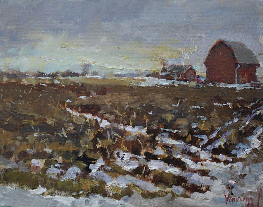 Winter Painting - Winter in the Farm by Ylli Haruni