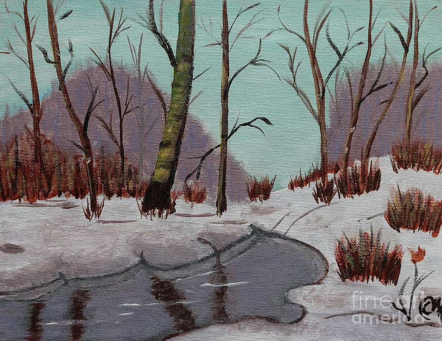 Abstract Painting - Winter in the forest by Claudia M Photography