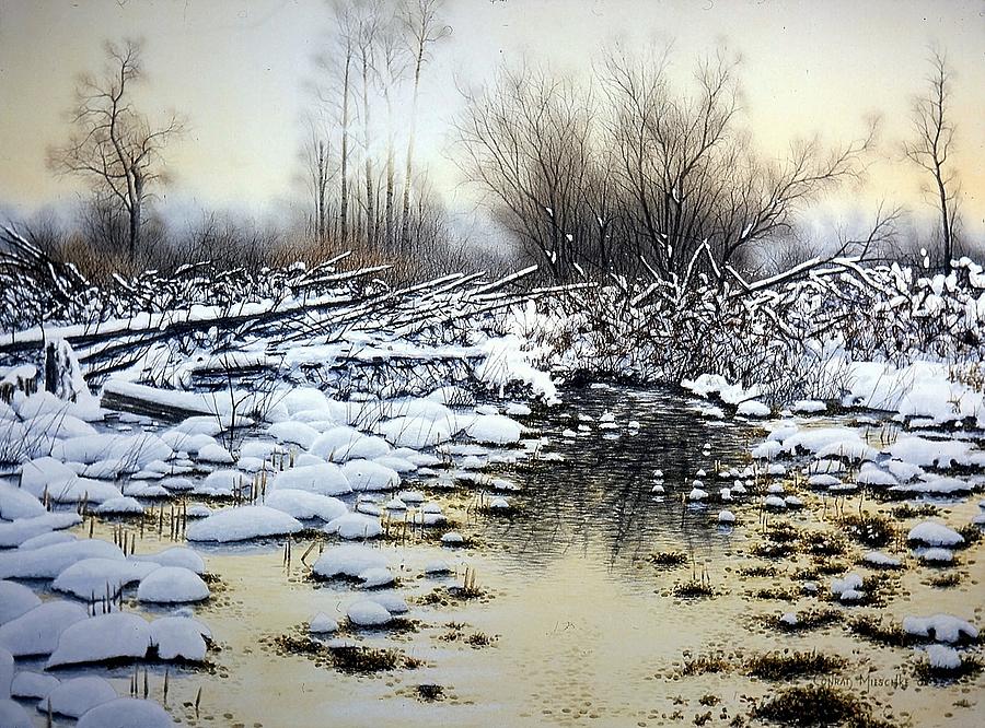 Winter in the Marshes Painting by Conrad Mieschke