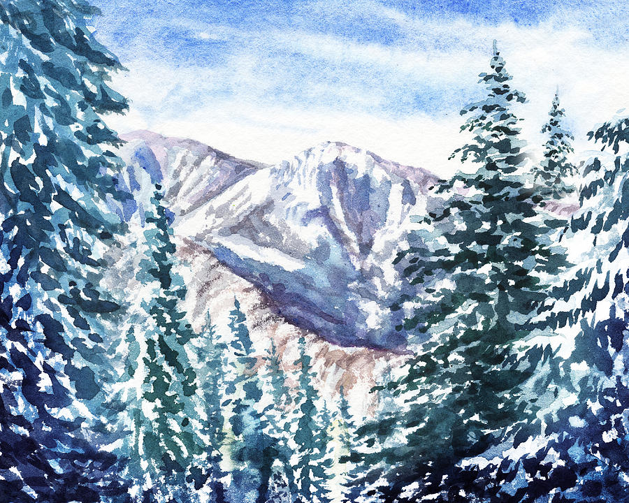 Winter In The Mountains  Painting by Irina Sztukowski
