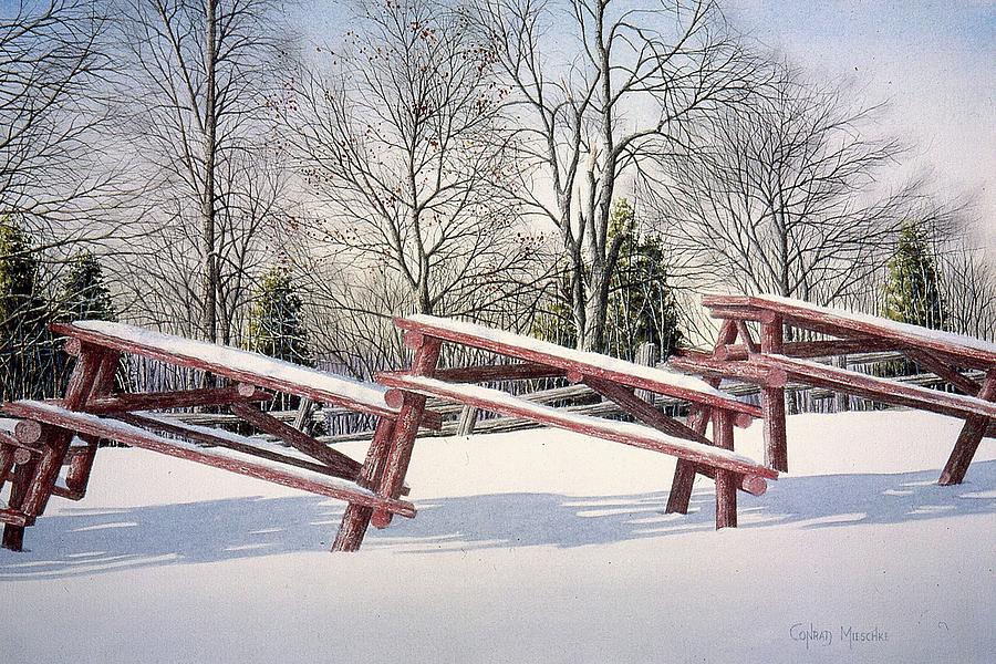 Winter in the Park Painting by Conrad Mieschke
