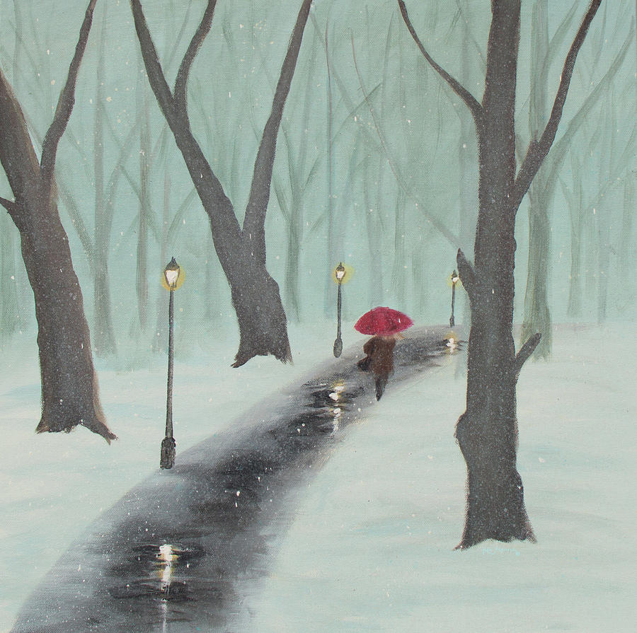 Winter In The Park Painting by Ken Figurski