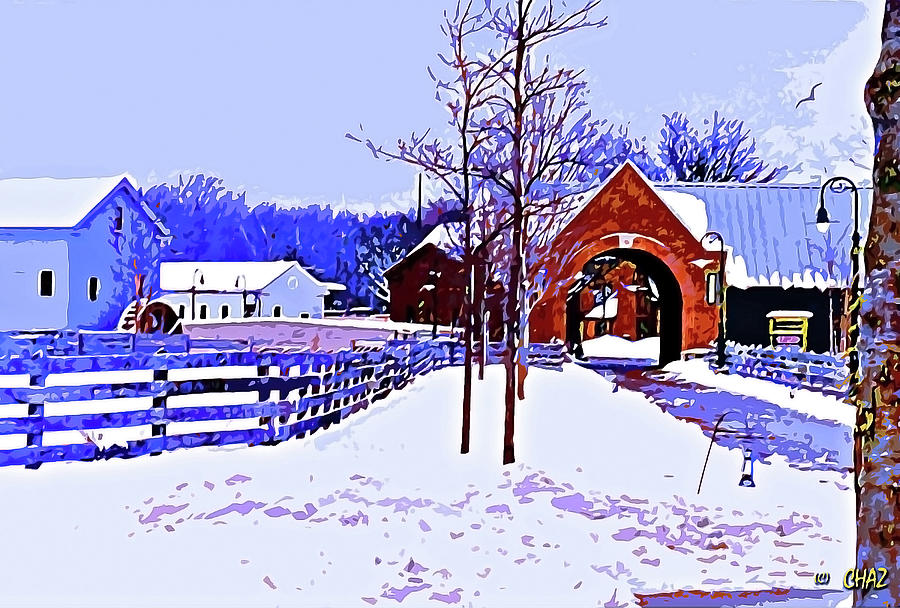 Winter in the village Painting by CHAZ Daugherty