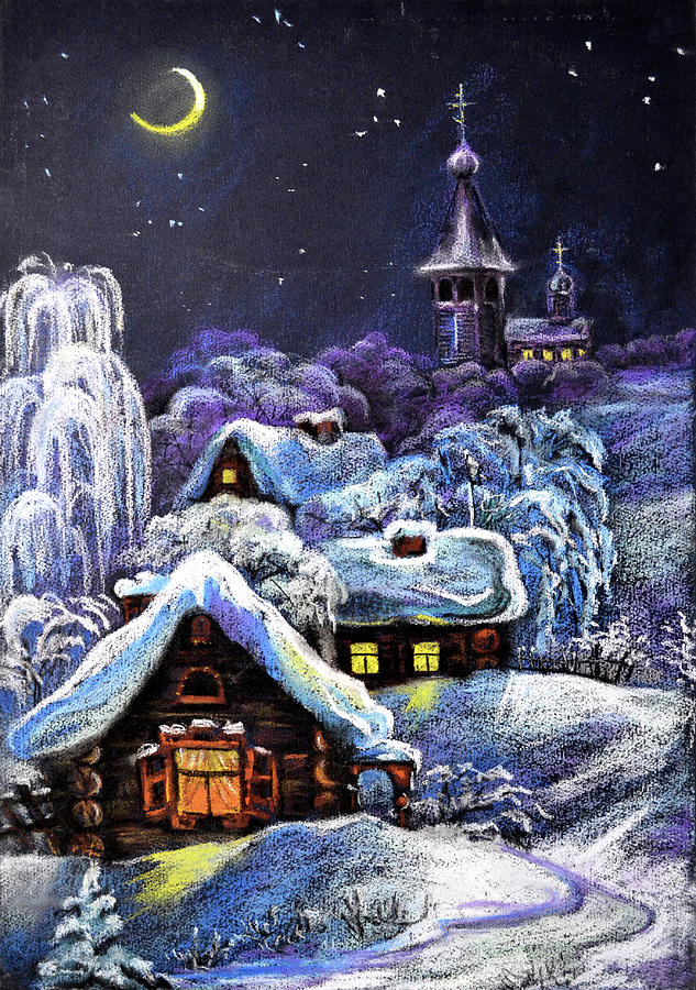 Winter Pastel - Winter in the village by Terra Art