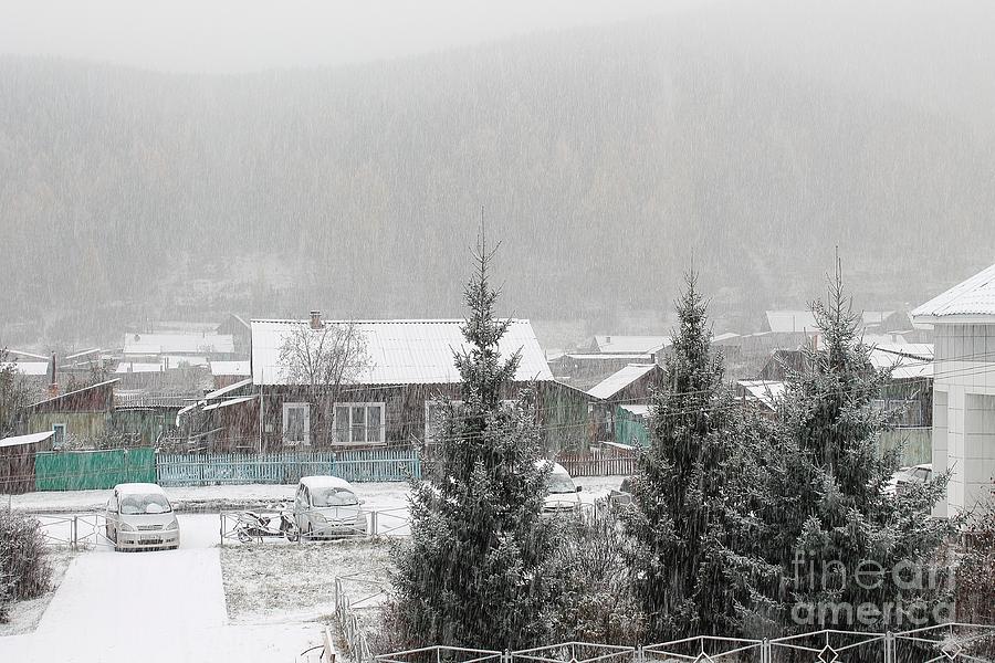 Winter In The Village, Wooden House Photograph