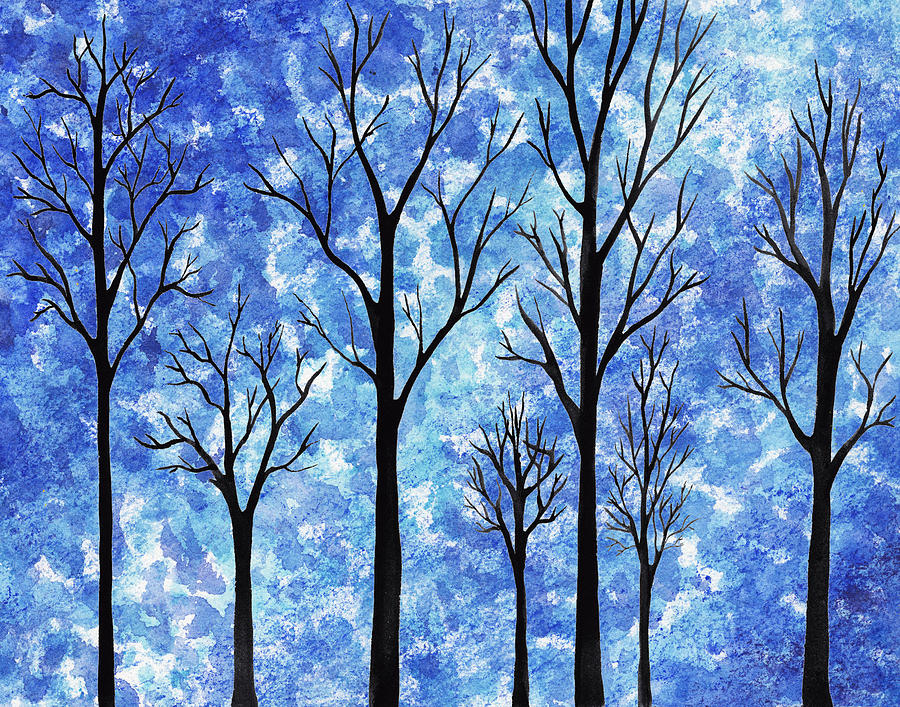 Winter In The Woods Abstract Painting by Irina Sztukowski