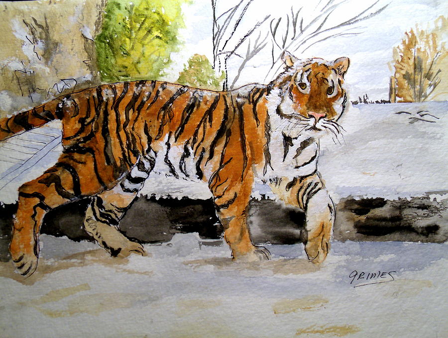 Winter in the Zoo Painting by Carol Grimes