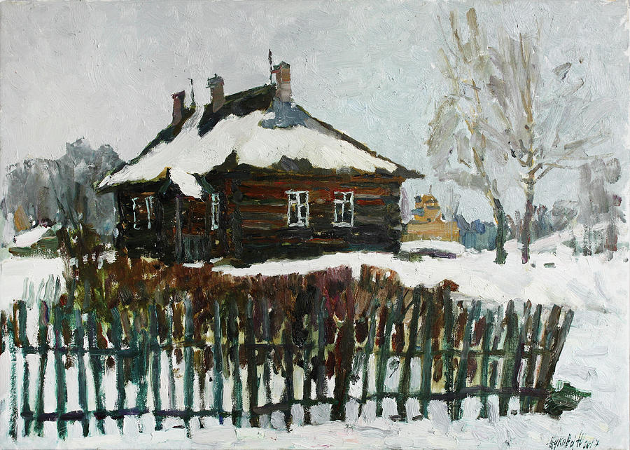 Winter in Trigorskoye Painting by Juliya Zhukova
