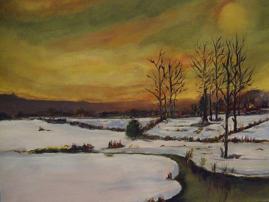 Nature Painting - Winter in Upstate New York by Janet Visser