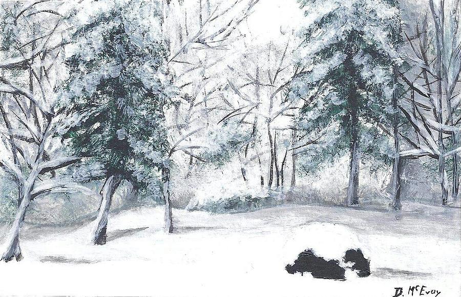 Winter in Weatogue Painting by Dani McEvoy