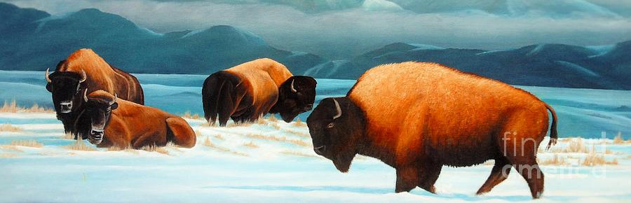 Grand Teton National Park Painting - Winter in Yellowstone Valley by KS Ballew
