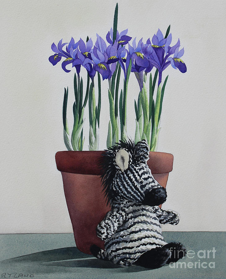 Winter Irises and Zebra Painting by Christopher Ryland
