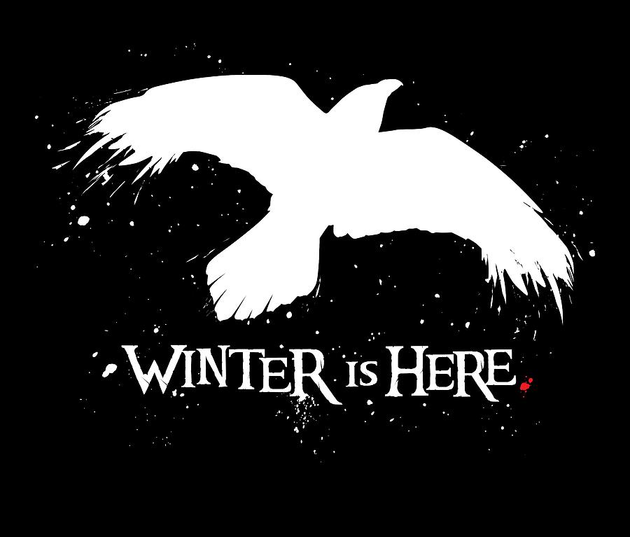 Winter Digital Art - Winter is Here - Large Raven by Edward Draganski