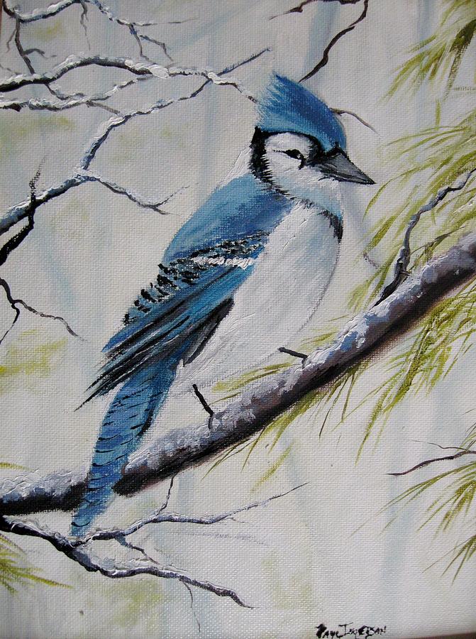 Winter Jay Painting by Faye Ingerson