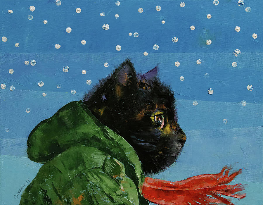 Winter Kitten Painting by Michael Creese