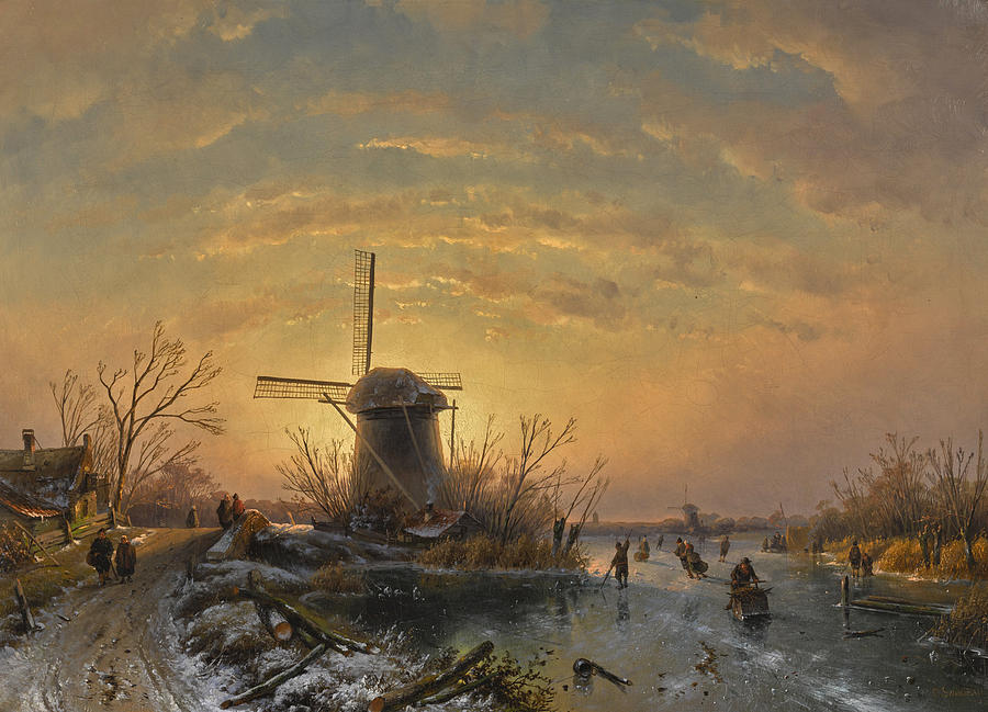 Winter Landscape Painting by Charles Leickert