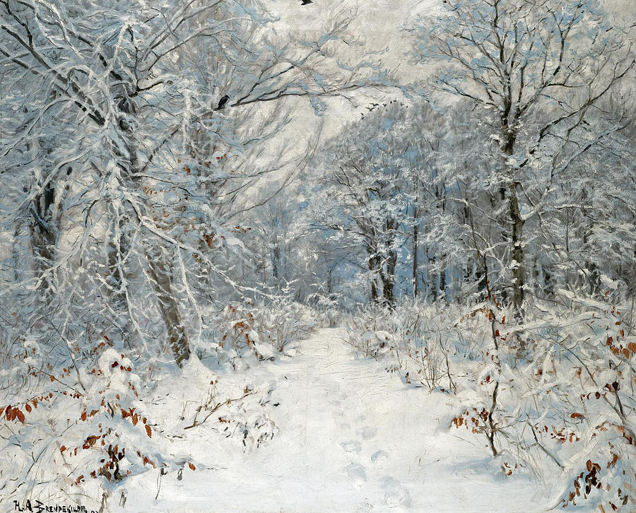 Winter Landscape Painting by Hans Andersen Brendekilde