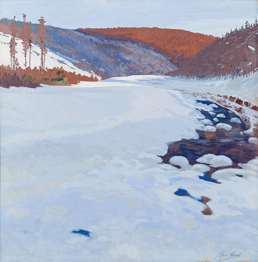 Winter Landscape Drawing By Hugo Baar