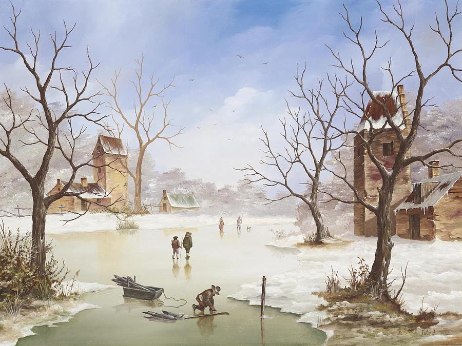 Winter Painting - Winter Landscape by Jeno Futo