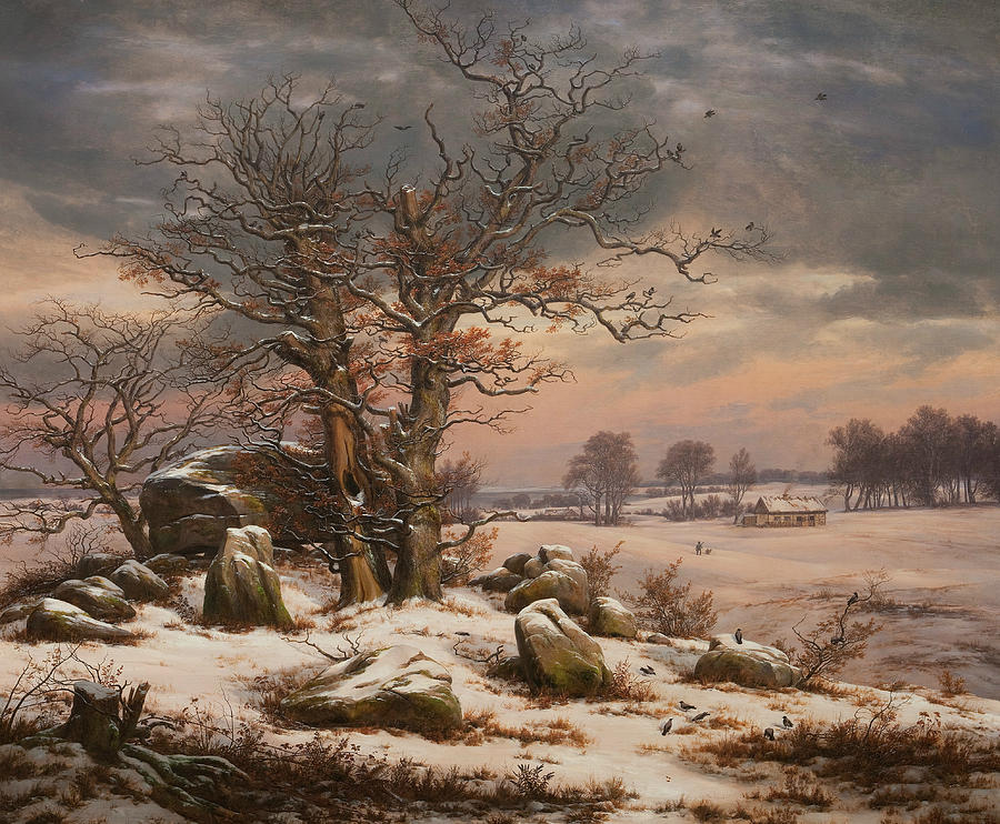 Winter Landscape near Vordingborg, Denmark Painting by Johan Christian Dahl