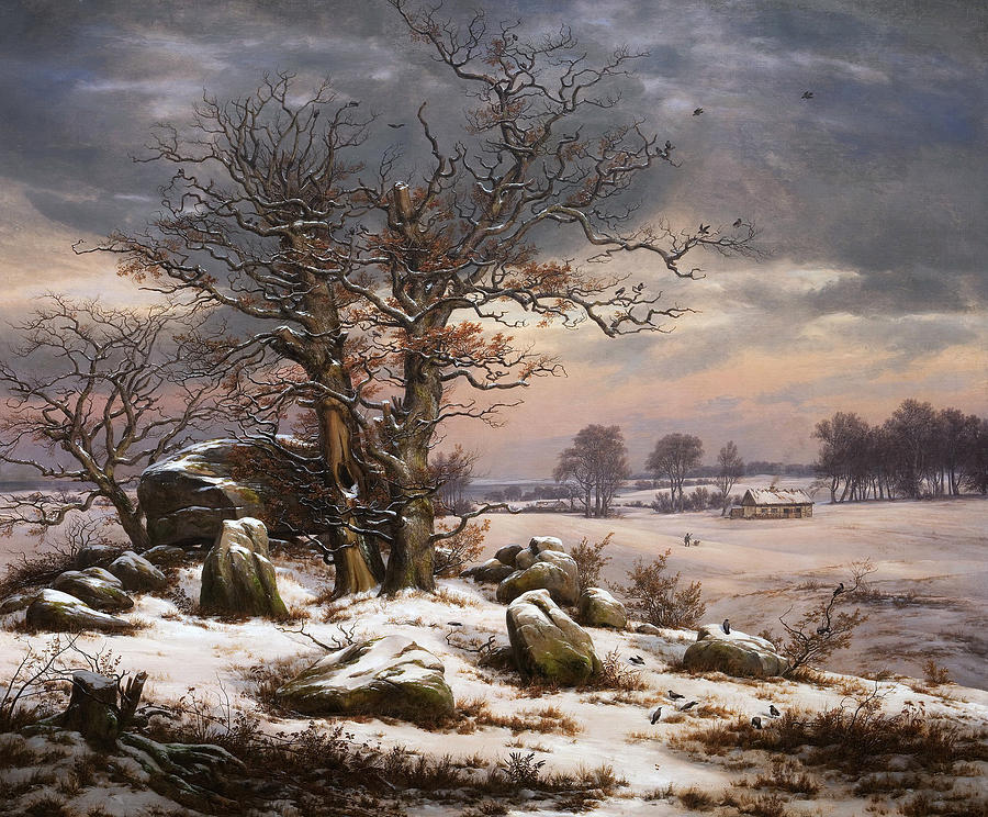 Winter Landscape. Near Vordingborg Painting by Johan Christian Dahl