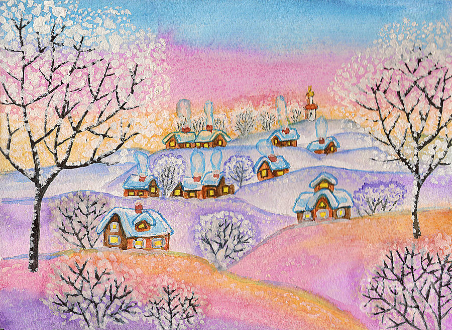 Winter landscape, painting Painting by Irina Afonskaya